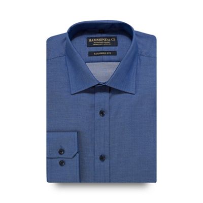 Hammond & Co. by Patrick Grant Navy herringbone print tailored fit shirt
